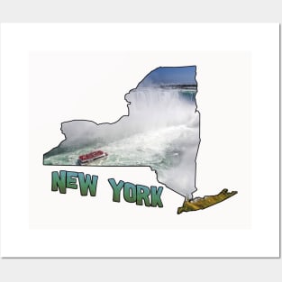 New York State Outline (Niagara Falls) Posters and Art